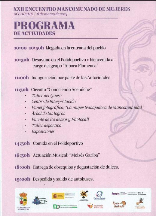 Imagen 9 de Marzo - Programa del XXII Encuentro Mancomunado de Mujeres en Acehúche